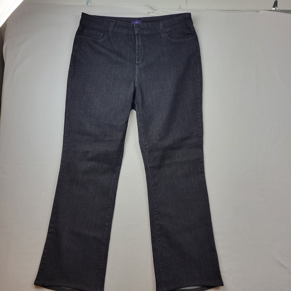 NYDJ Tummy Tuck Jeans Womens Size 16 Black Flare Bootcut Rhinestone Studded‎ - Picture 2 of 16